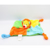Doudou plat lion orange bleu jaune vert VETIR GEMO