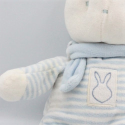 Doudou Lapin blanc rayé bleu KLORANE