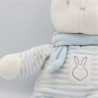Doudou Lapin blanc rayé bleu KLORANE