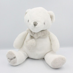 Doudou ours blanc gris foulard Oscar J-LINE