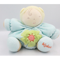 Doudou poupon patapouf bleu jaune fleur verte Chubby baby doll blue KALOO