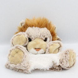 Doudou marionnette lion beige blanc tout doux DANI