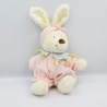 Doudou lapin blanc combinaison rose bleu papillon TEX BABY