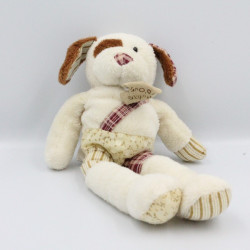 Doudou chien blanc marron imprimé HISTOIRE D'OURS