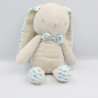 Doudou Lapin écru beige pois bleu KLORANE