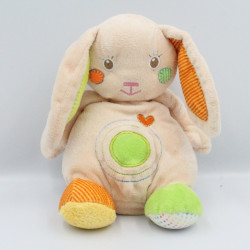 Doudou lapin beige vert orange jaune coeur BABY AUCHAN