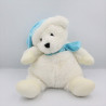 Doudou peluche ours blanc bleu bonnet écharpe CMP