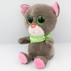 Doudou peluche chat gris rose vert LOOKIZ JEMINI