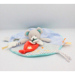 Doudou et compagnie plat rond ours gris bleu rouge luminescent Magic