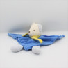 Doudou plat triangle ours blanc bleu jaune NOUNOURS