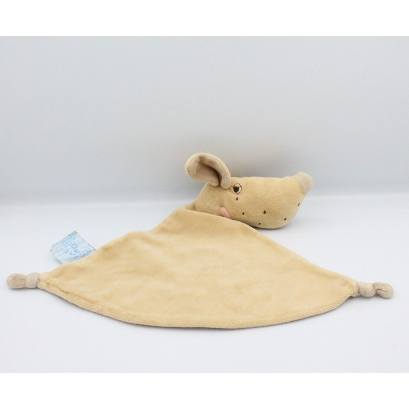 Doudou plat chien beige marron KING BEAR