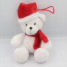 Doudou ours blanc rouge bonnet écharpe SF