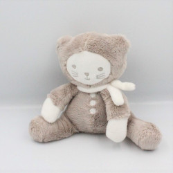Doudou chat beige blanc OBAIBI