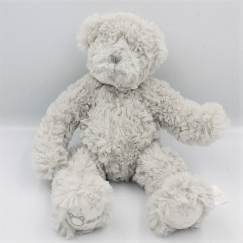 Doudou peluche ours gris foulard Oscar J-LINE