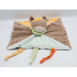 Doudou plat girafe vache marron bleu orange NATTOU