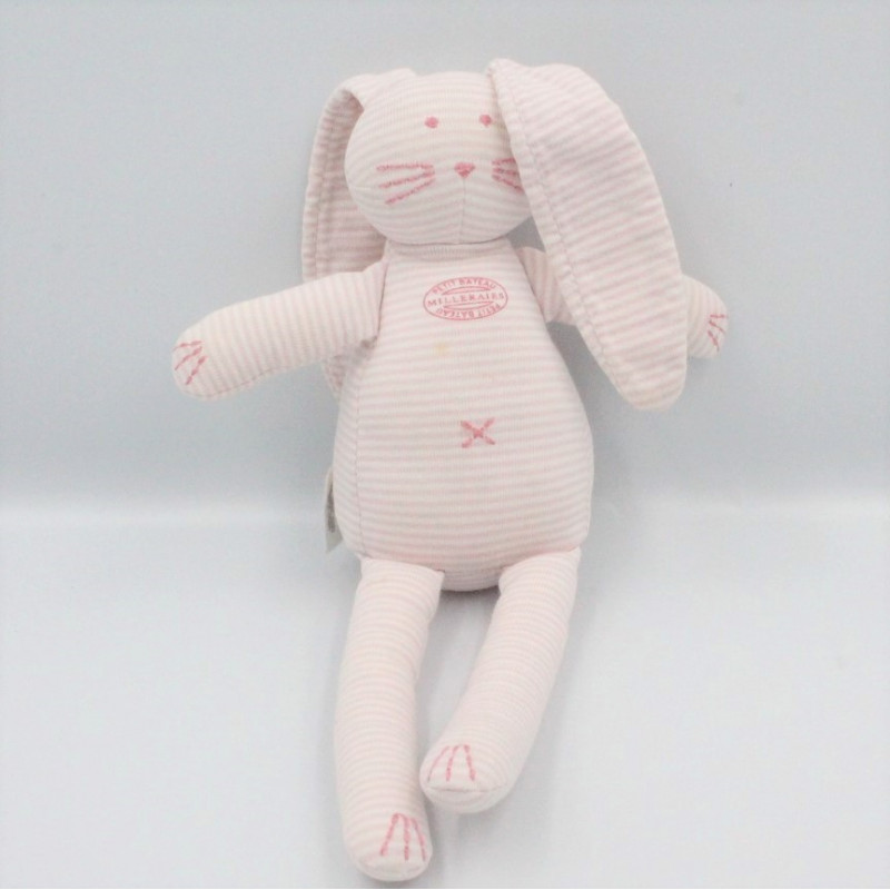 Doudou lapin rayé rose Milleraies PETIT BATEAU