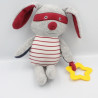 Doudou lapin gris rouge bleu masque étoile TAPE A L'OEIL