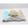 Doudou plat lion gris bleu blanc jaune OBAIBI