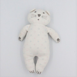 Doudou chat blanc pois JACADI