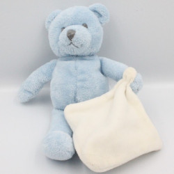 Doudou ours bleu mouchoir blanc JACADI