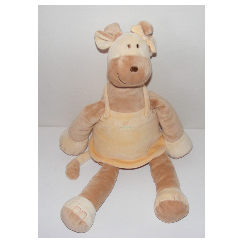 Grand doudou girafe capucine robe jaune NOUKIE'S