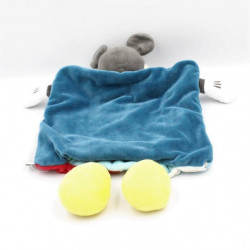 Doudou plat marionnette Mickey bleu rouge jaune DISNEY BABY