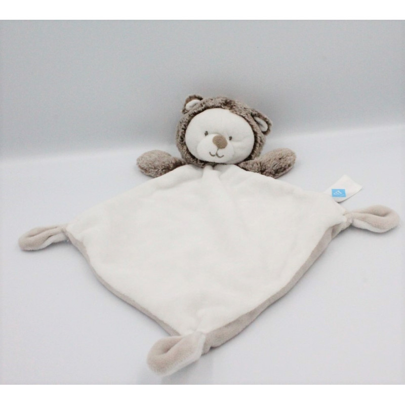 Doudou plat ours hérisson blanc marron TEX BABY