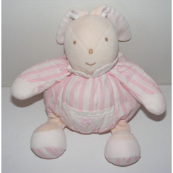 Doudou lapin patapouf rayé rose TARTINE ET CHOCOLAT
