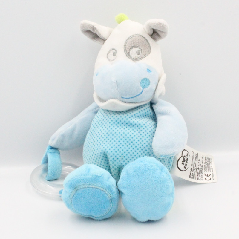 Doudou cheval bleu vert pois hochet MOTS D'ENFANTS