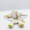Doudou plat éléphant gris bleu orange vert NICOTOY