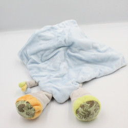 Doudou plat éléphant gris bleu orange vert NICOTOY