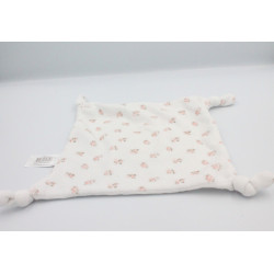 Doudou plat carré blanc coeur rose beige CARREFOUR CMI