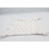 Doudou plat carré blanc coeur rose beige CARREFOUR CMI