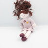 Doudou poupée fillette prune robe rayé fleur PETIT BATEAU