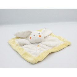 Doudou plat lapin blanc jaune NICOTOY