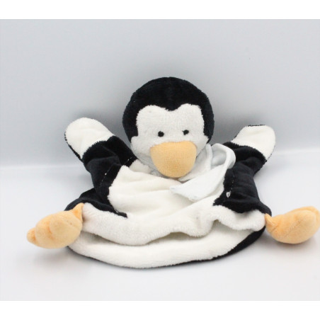 Doudou et compagnie marionnette pingouin foulard bleu
