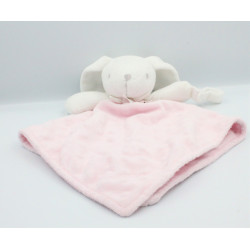 Doudou plat lapin blanc rose KING BEAR
