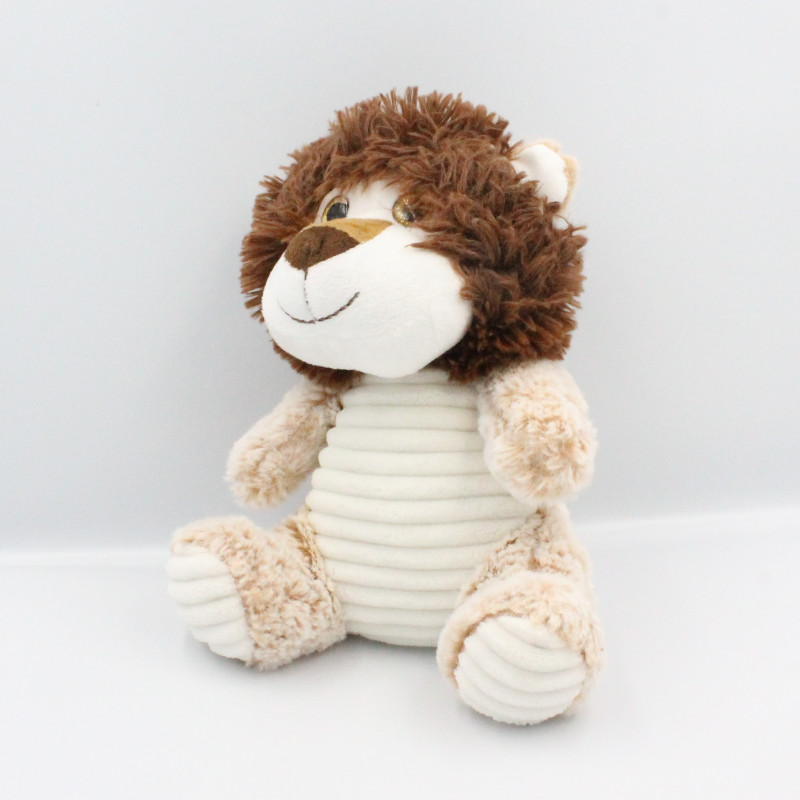 Peluche Doudou lion blanc beige marron MAX & SAX