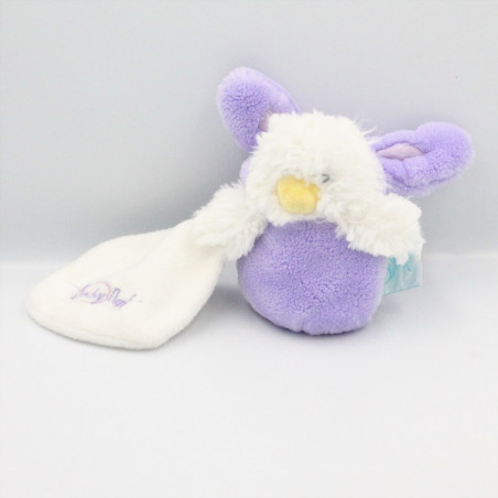 Petit Doudou poussin mauve violet mouchoir déguisé en lapin BABY NAT
