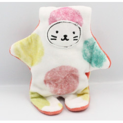 Doudou plat lapin blanc rouge pois Double face CATIMINI