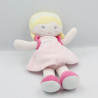 Doudou poupée blande robe rose chat SUCRE D'ORGE
