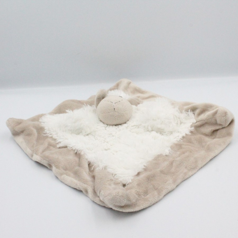 Doudou plat mouton beige blanc EURODIF