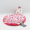 Doudou plat rond tortue rose violet blanc oiseaux ORCHESTRA