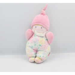 Doudou poupée lutin rose bleu jaune blanc fleurs COROLLE