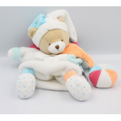 Doudou et compagnie marionnette ours blanc bleu rose étoiles Unicef