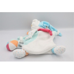 Doudou et compagnie marionnette ours blanc bleu rose étoiles Unicef