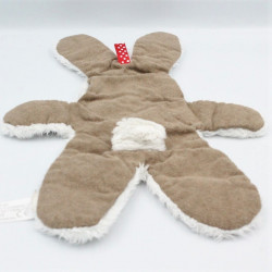 Doudou plat lapin blanc marron HAPPY HORSE