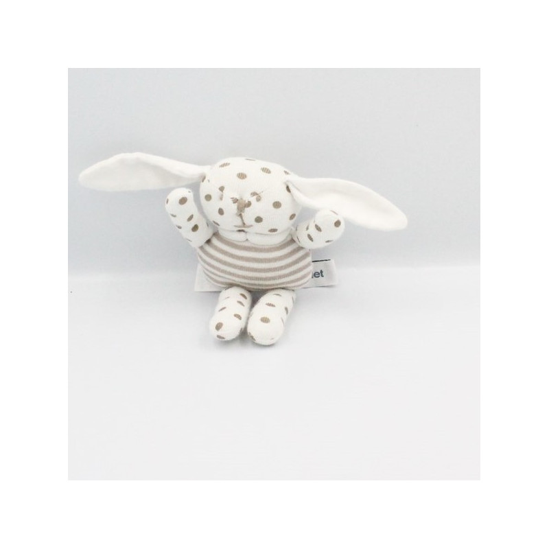 Doudou petit lapin blanc à pois VERTBAUDET