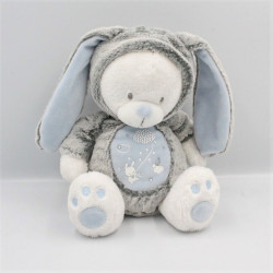 Doudou ours lapin gris bleu blanc étoiles MOTS D'ENFANTS