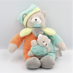 Doudou et compagnie musical ours gris bleu vert orange bébé